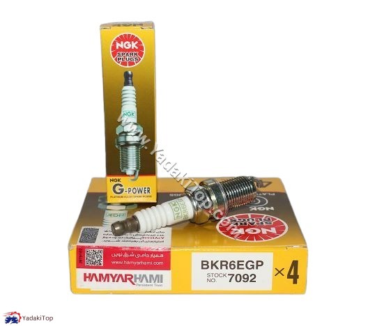 شمع موتور سوزنی پلاتینیوم پایه کوتاه NGK همیار هامی کد BKR6EGP 7092 بسته 4 عددی