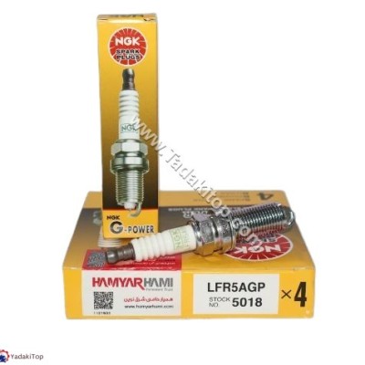 شمع موتور سوزنی پلاتینیوم پایه بلند NGK همیار هامی کد 5018 LFR5AGP بسته 4 عددی مناسب برلیانس H220